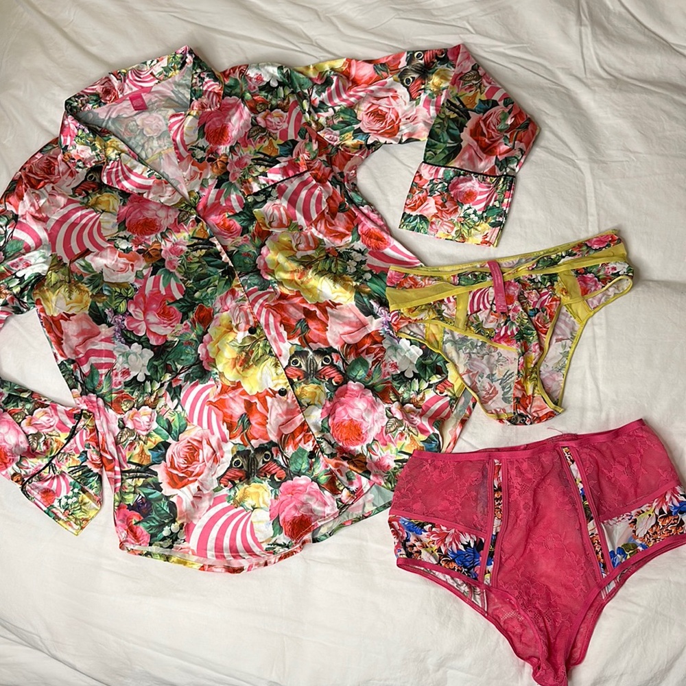 Victoria secret x mary katrantzou floral night shirt + matching panties vintage
